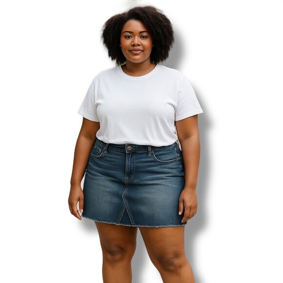 Gap‎ Blue Denim Women's Flat Front Mini Skirt Raw Hemline Sz 20 - Picture 1 of 5